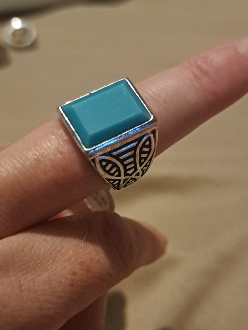 Turquoise Square Stone Signet Ring